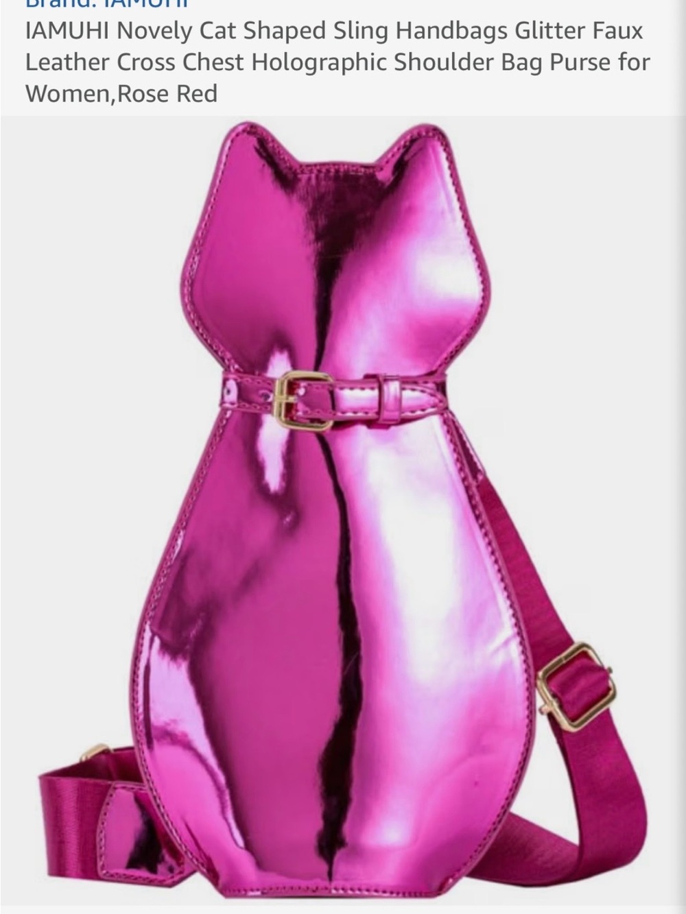 Holographic Pink Cat Crossbody Bag